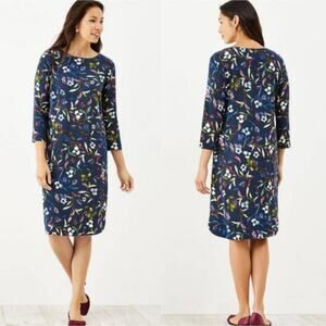 J.Jill Boat Neck Floral Poplin 3/4 Sleeve Tunic Shift Dress 2X
